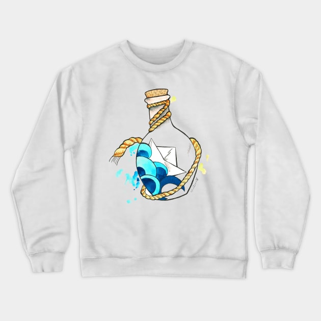 Ahoy! Ship in bottle Crewneck Sweatshirt by miazephyr